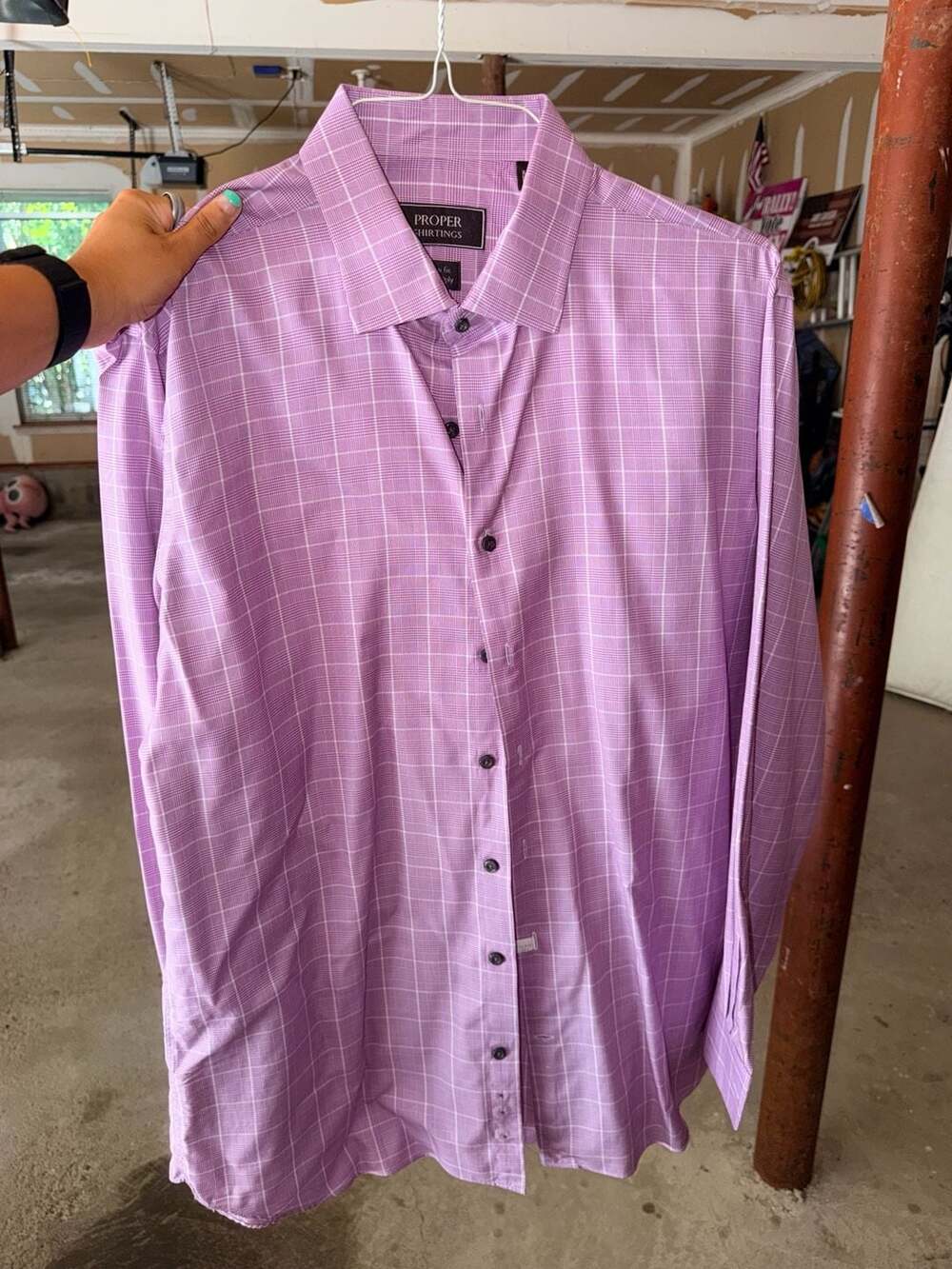 Proper Shirtings Slim Fit Plaid Dress Shirt Purple